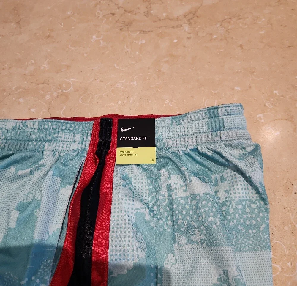 Nike Aqua Camo Basketball Shorts with Red and Black Trim
